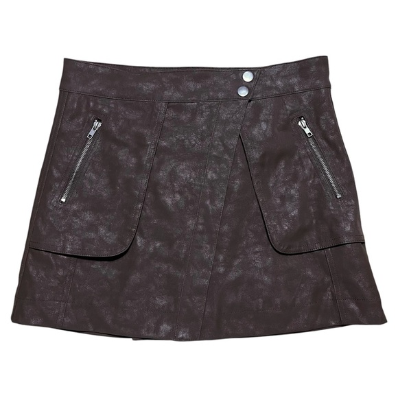 21 Saints Faux Leather Wrap Cargo Skirt NWT In Brown Sz M/L - Picture 1 of 11
